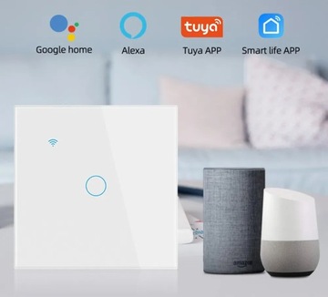НАСТЕННЫЙ ВЫКЛЮЧАТЕЛЬ WIFI ОДИНОЧНЫЙ, 1-КОМАНДНЫЙ, БЕЛЫЙ SMART LIFE TUYA