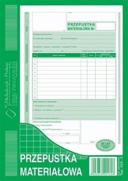Przepustka materiałowa 322-3 A5