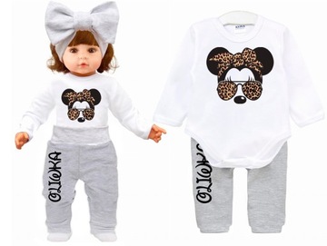 KOMPLET BODY SPODNIE Myszka Minnie IMIĘ r. 86