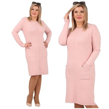 ELEGANCKA SUKIENKA SWETROWA CIEPŁA MIDI PROSTA ELASTYCZNA SWETER