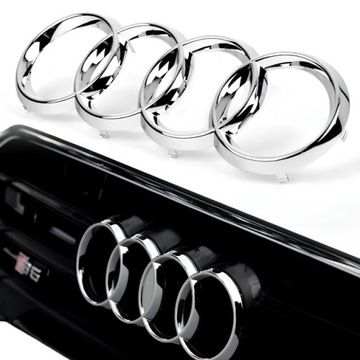 EMBLEMAT ZNACZEK na PRZÓD Audi A3 / A4 / B7 / B8 / A5 SREBRNY POŁYSK 273 mm