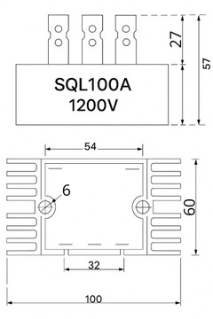 Трехфазный мостовой выпрямитель 100А 1200В SQL100A 3FAZ 3FAZ SQL100 РАДИАТОР