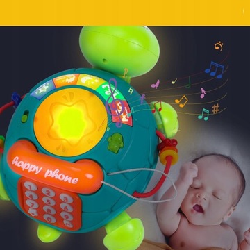 ТЕЛЕФОН-ЧЕРЕПАХА, ИНТЕРАКТИВНАЯ СВЕТОДИОДНАЯ МУЗЫКАЛЬНАЯ ИГРУШКА
