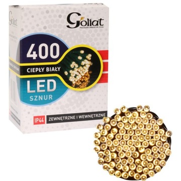 LAMPKI CHOINKOWE 400 LED ZEWNĘTRZNE CIEPŁY BIAŁY 20 METRÓW ZASILANIE