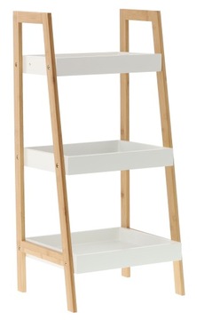 КНИЖНЫЙ ШКАФ С 3 ПОЛКАМИ ДЕРЕВЯННАЯ ЛЕСТНИЦА НАТУРА БЕЛЫЙ