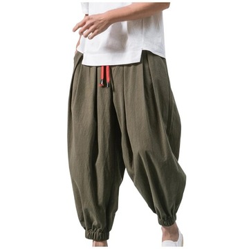 Men's trousers Japanese Cotton Linen Cropped Pants