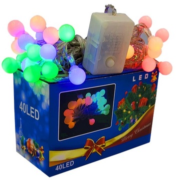 lampki CHOINKOWE LED 40 KULKI 5,5 m silikon multi