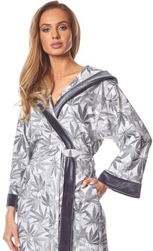 DŁUGI BAWEŁNIANY SZLAFROK DAMSKI KAPTUR PODOMKA M