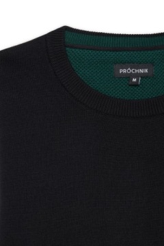Мужской черный хлопковый свитер с круглым вырезом Próchnik PM5 XL