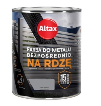 ALTAX КРАСКА ПО МЕТАЛЛУ ПО Ржавчине ПОЛУМАТОВАЯ СЕРАЯ 0,75л