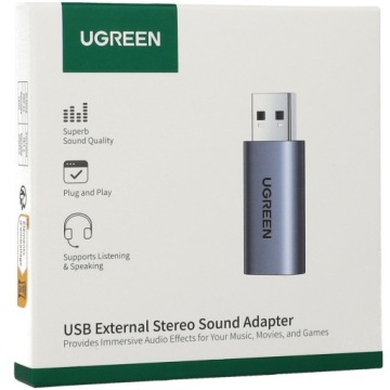 Внешняя звуковая карта, адаптер Ugreen USB A 2.0 - 3,5 мм мини-джек