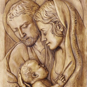 ŚWIĘTA RODZINA |jak Z DREWNA | PŁASKORZEŹBA | na ścianę | prezent |na ślub