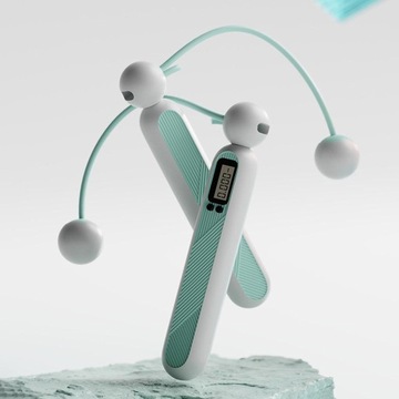 Утяжеленная скакалка с противоскользящими ручками, синяя