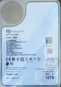 Жесткий диск Seagate 12 ТБ SATA 3,5 дюйма