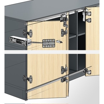 Система нажимного перемещения Hettich WingLine L, правая, белая, для складных дверей Tip-On