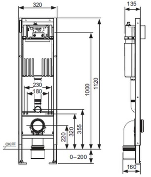 УЗКАЯ КАРКАС УНИТАЗА 32 СМ TECE 9.400.440 НОВЫЕ ОПОРЫ + КОВРИК