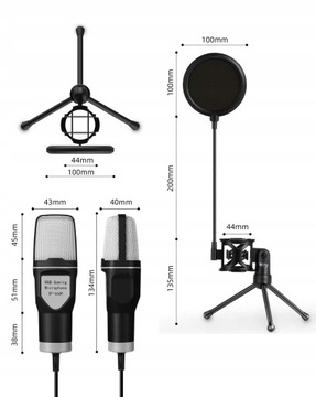 Микрофон для ПК, ЕМКОСТНЫЙ USB LED RGB