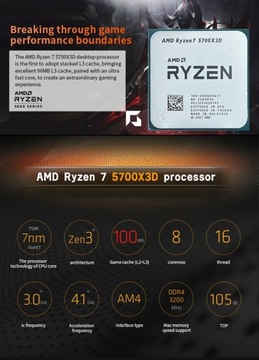 Процессор AMD Ryzen 7 5700X3D в лотке