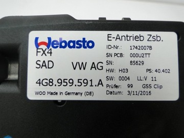 AUDI A7 C7 4G MOTOREK STŘEŠNÍHO OKNA 4G8959591A