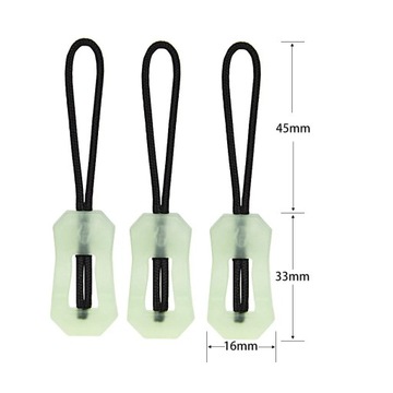 zipper cord pull tab Glow-in-the-dark function