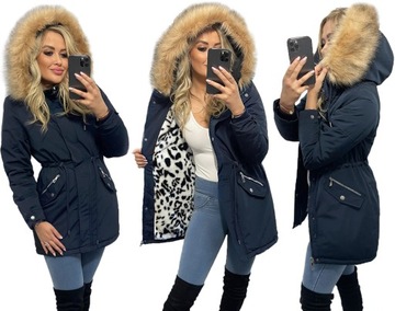 ZIMOWA PANTERA CIEPŁA PARKA KURTKA NA MISIU 6XL