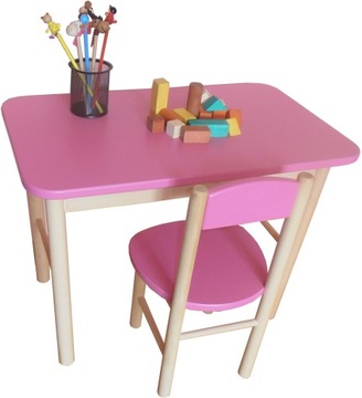 КРАСНЫЙ ДЕТСКИЙ СТОЛИК С 2 ДЕРЕВЯННЫМИ СТУЛЬЯМИ