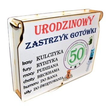 Śmieszny Prezent na 50 Urodziny Zastrzyk Gotówki