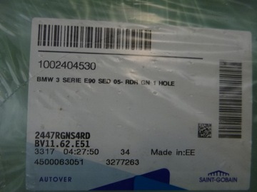 BMW E90 05- SEDAN SKLO (OKNO) DVEŘE ZADNÍ PRAVÁ NOVÁ AS2