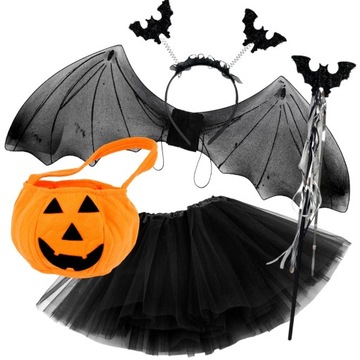Strój NIETOPERZ Pajęczarka KOSZYK DYNIA HALLOWEEN opaska spódniczka