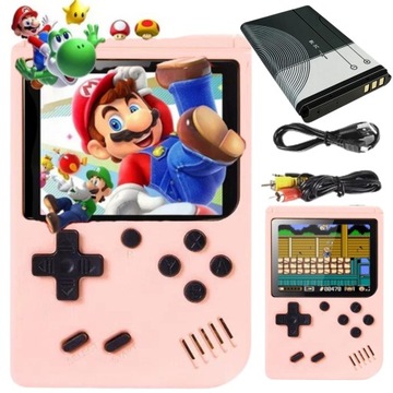 Różowa Przenośna MINI Konsola GameBox Plus 500 gier w 1 - MARIO BROS TANK