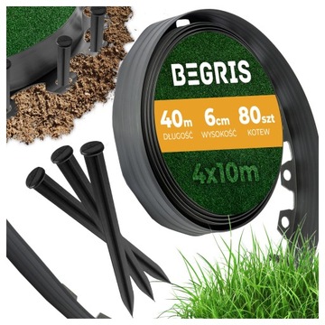 OBRZEŻE OGRODOWE TRAWNIKOWE 40 MB + KOTWY GRATIS BORDER CZARNY 60 MM 4x10m