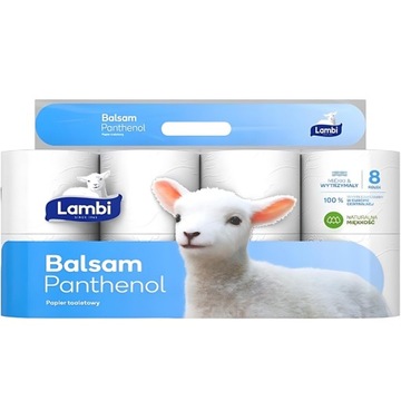 Papier toaletowy Lambi Balsam Panthenol 3 Warstwy Miękki (8 rolek)