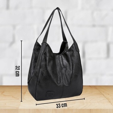 BAG Черная вместительная большая женская сумка через плечо Shopper