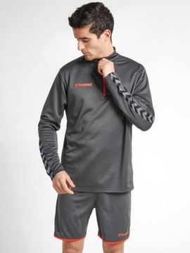 HUMMEL SZARA BLUZA ZAMEK STOJKA PRINT LOGO JZX HMP__XL