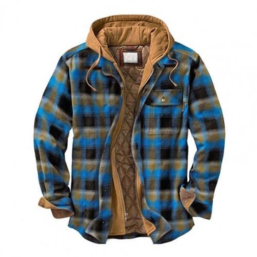 Winter Thicken Men Coat Plaid Fake Two-piece Casua