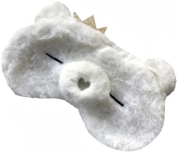 MASKA OPASKA NA OCZY DO SPANIA SNU RELAKSU miś misiek biały OLDMAN PLUSZOWA