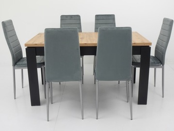 СОВРЕМЕННЫЙ комплект ВЫДВИЖНОЙ стол 80х140/180 столешница ARTISAN и 6 стульев