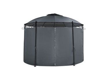 Овальный садовый павильон 368 серые шторы