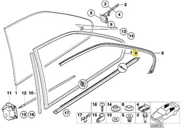 Уплотнитель окна BMW E36 Coupe OE