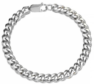 SREBRNA BRANSOLETKA PANCERKA STAL CHIRURGICZNA 316L 6 MM 21 CM