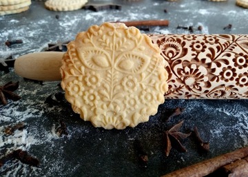 Скалка с гравировкой для печенья ФОЛЬКЛОР