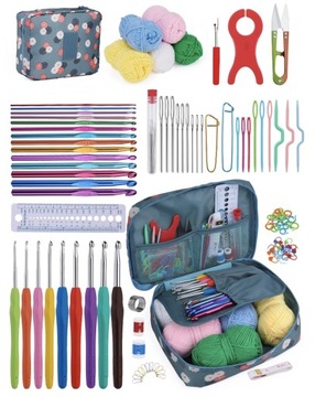 SZYDEŁKO ETUI SZYDEŁKA ZESTAW DO SZYDEŁKOWANIA Z WŁÓCZKĄ 0,6-6mm DUŻY 59 EL