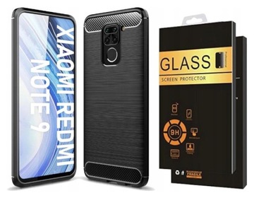 Etui KARBON + Szkło do Xiaomi Redmi Note9|PANCERNE