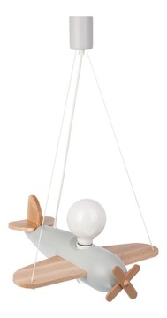 LAMPA DZIECIĘCA WISZĄCA SAMOLOT SZARY DREWNO