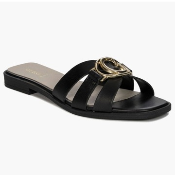 Guess Klapki damskie skórzane Black czarne FLJSYMLEA03 r.39