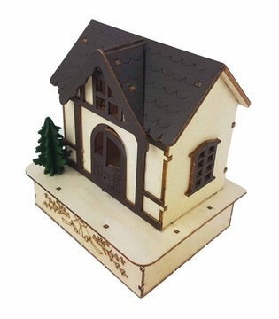 СВЕТОДИОДНЫЙ ДЕРЕВЯННЫЙ ДОМ С РОЖДЕСТВЕНСКОЙ АТМОСФЕРОЙ