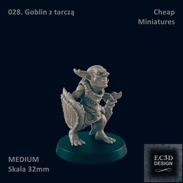 Figurka 028. Goblin z tarczą - 32 mm - D&D