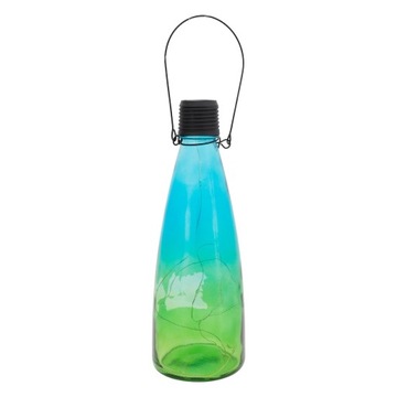 Lampka LED dekoracyjna solarna butelka wisząca ozdoba szklana lampion 24cm