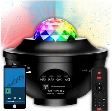 ПРОЕКТОР ЧЕРНЫХ ЗВЕЗД Проектор неба Ночной светильник BLUETOOTH Bluetooth-динамик