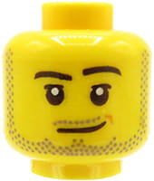 LEGO główka figurki mężczyzna, zarost uśmiech